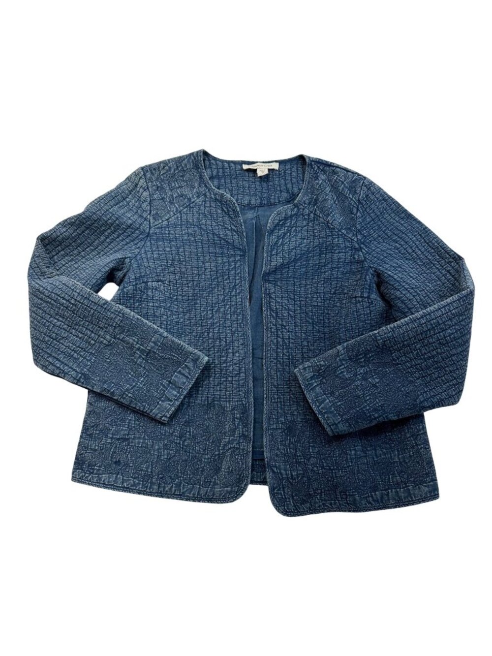 Coldwater Creek Quilted Embroidered Cotton Jacket Size 10 Bohemian Cottagecore